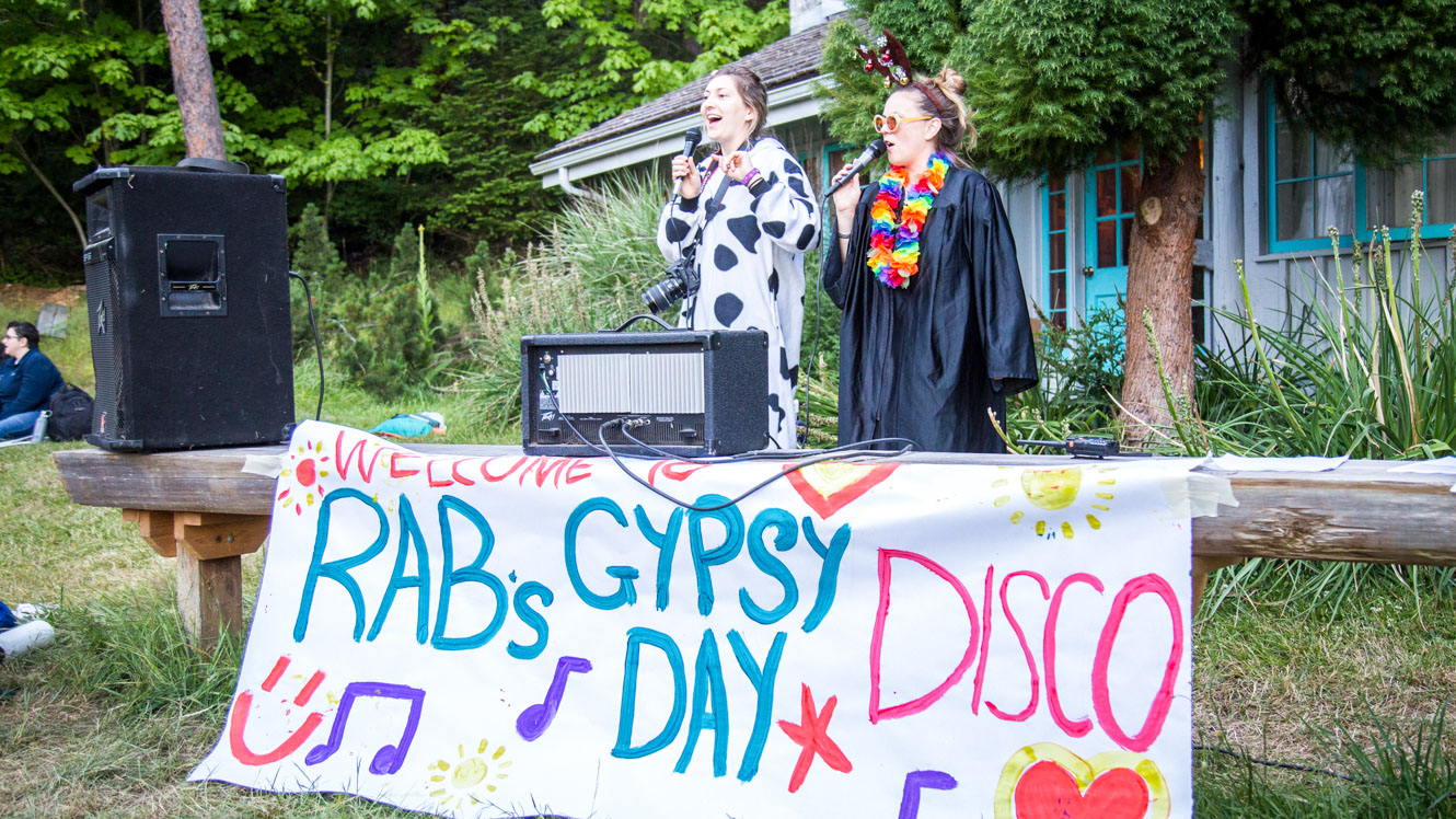 Camp counselors DJ for Gypsy Day disco